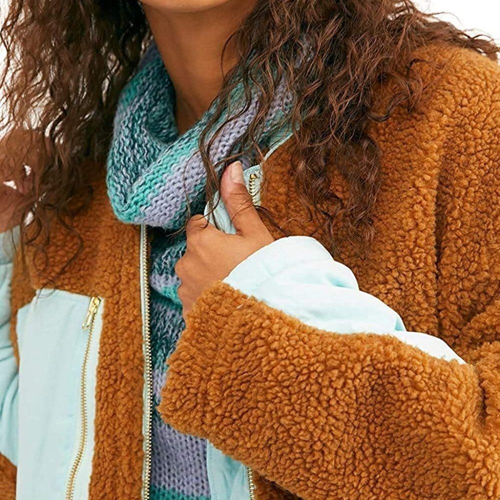 Free People Rivington Sherpa Jacket size Small in Amber Combo - NEW - Picture 5 of 16
